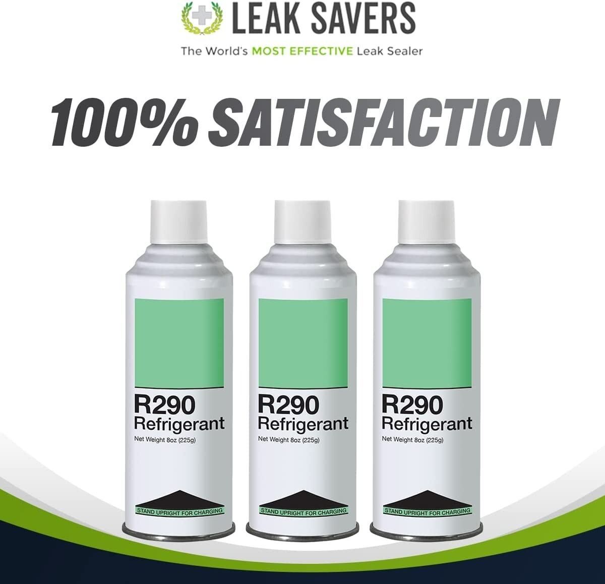 Leak Saver Refrigerant R290 – Upright Liquid Charging Self-Sealing Can – 3 Pack