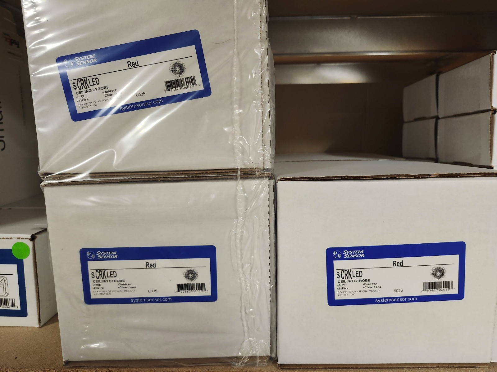 System Sensor #SCRKLED, Strobe Only, WP , 12/24 Volt, Ceiling Mt, Red.