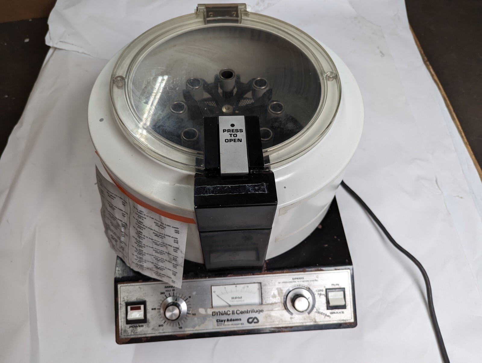 Becton Dickinson Clay Adams Dynac II Centrifuge W/ Rotors 120v – TESTED WORKING