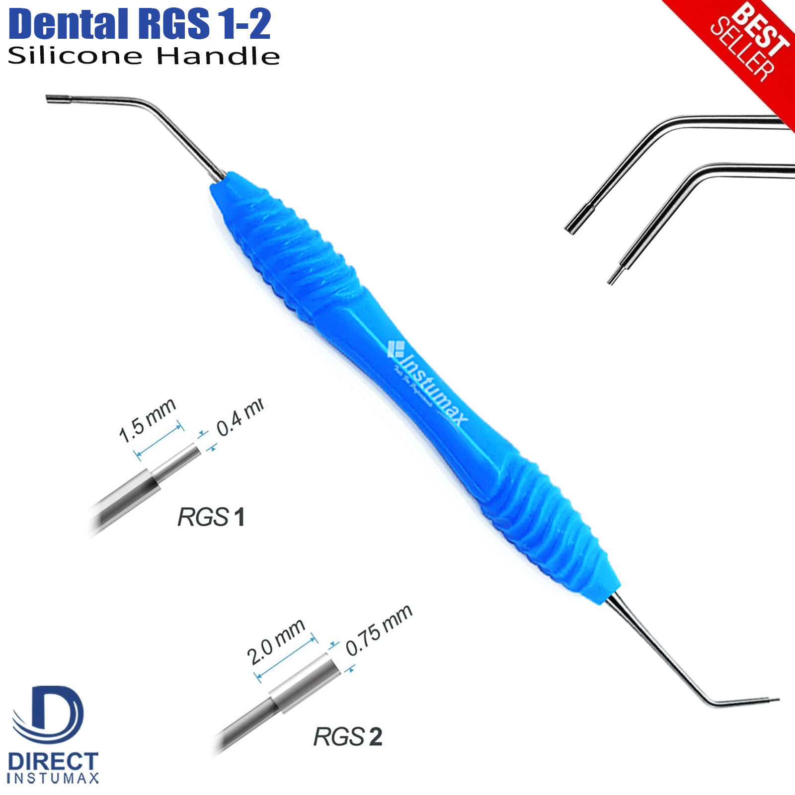 Dental Instrument RGS 1-2 / 3-4 Silicone Handle Depth Dimensions for Restoration