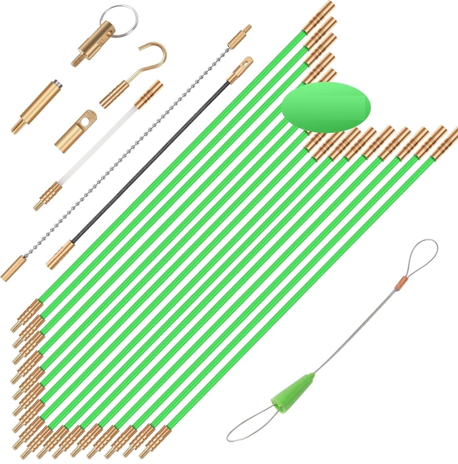 14ft Fiberglass Wire Pulling Rods with Glow Rods for Electrical Wire Pulling