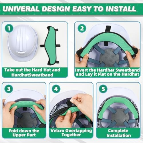 Hard Hat Sweatband 4Pcs, Innovative 3-Layer Fabric Hard Hats Sweat Bands Washabl