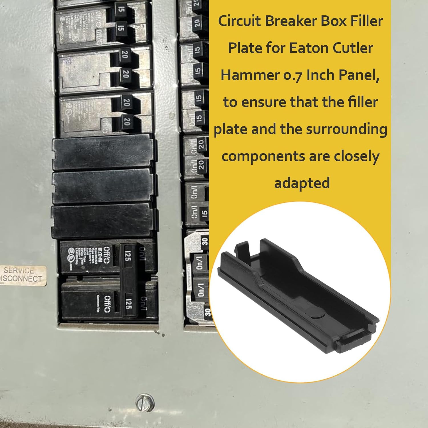 Circuit Breaker Filler Plate for 0.7-In Eaton Cutler Hammer Panel, 10 Pack | for