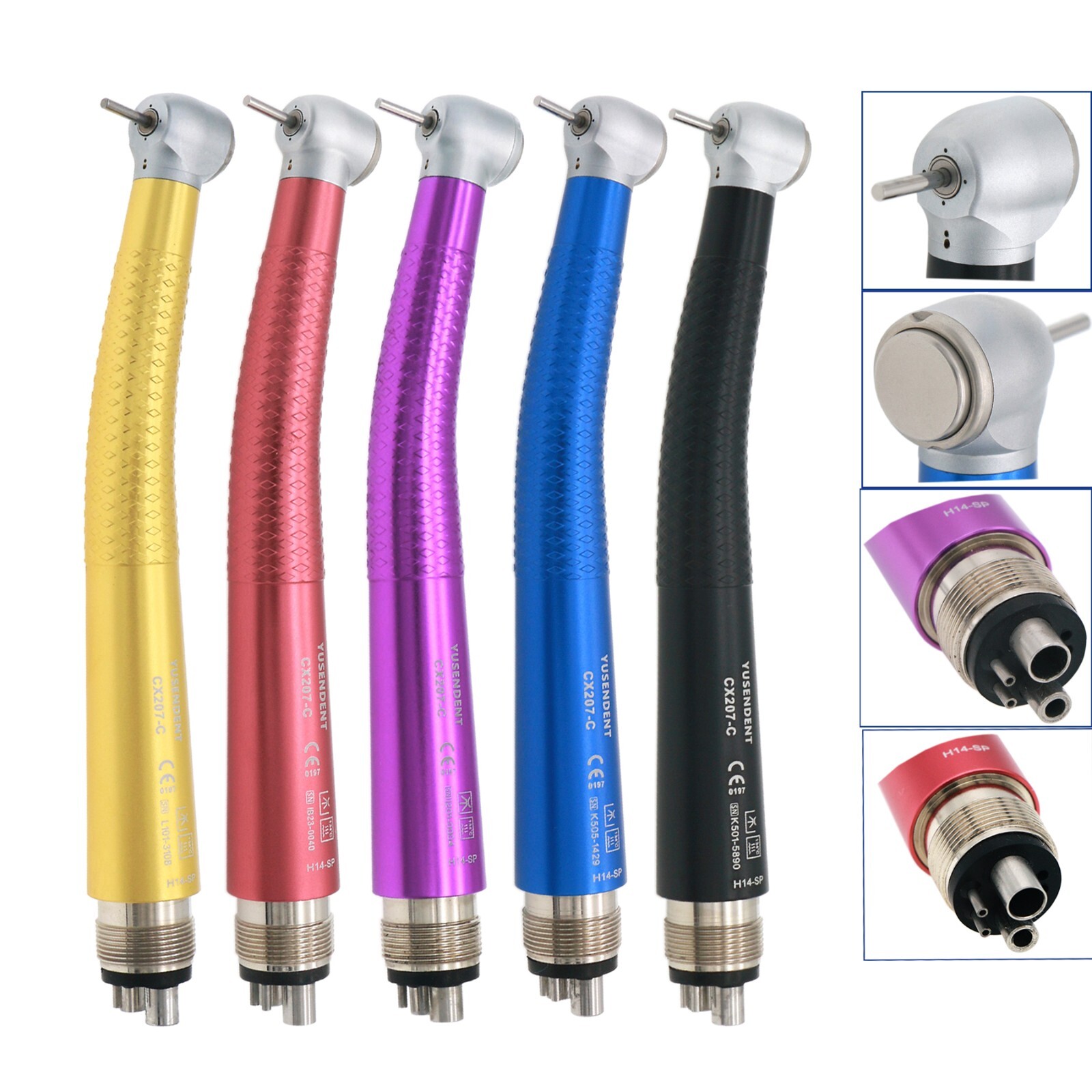 COXO YUSENDENT CX207-C Dental High Speed Air Turbine Handpiece 4 Holes Colorful