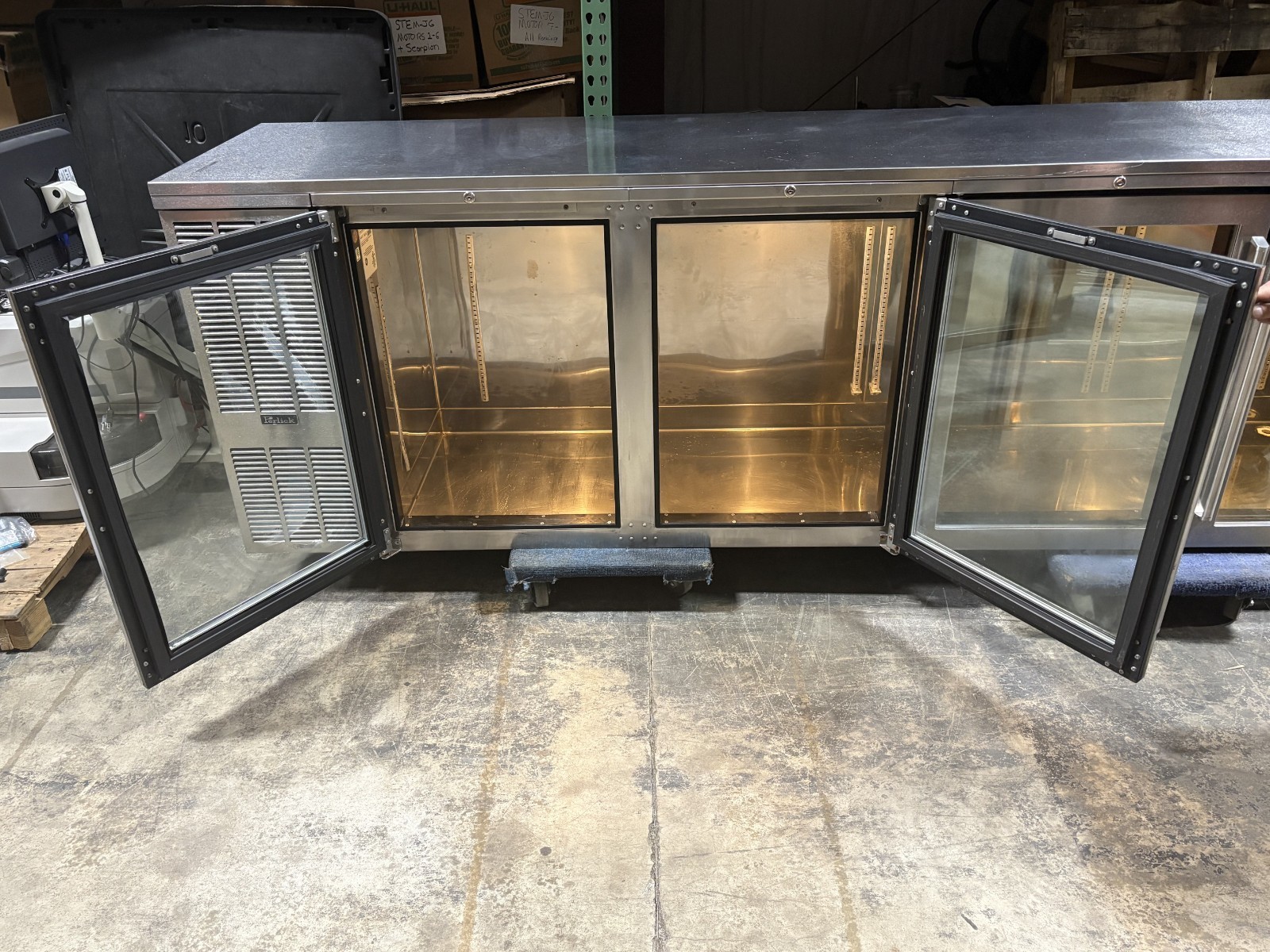 Perlick BBS108 108″ Back-Bar Refrigerator 4 Swinging Glass Doors, Stainless 120V