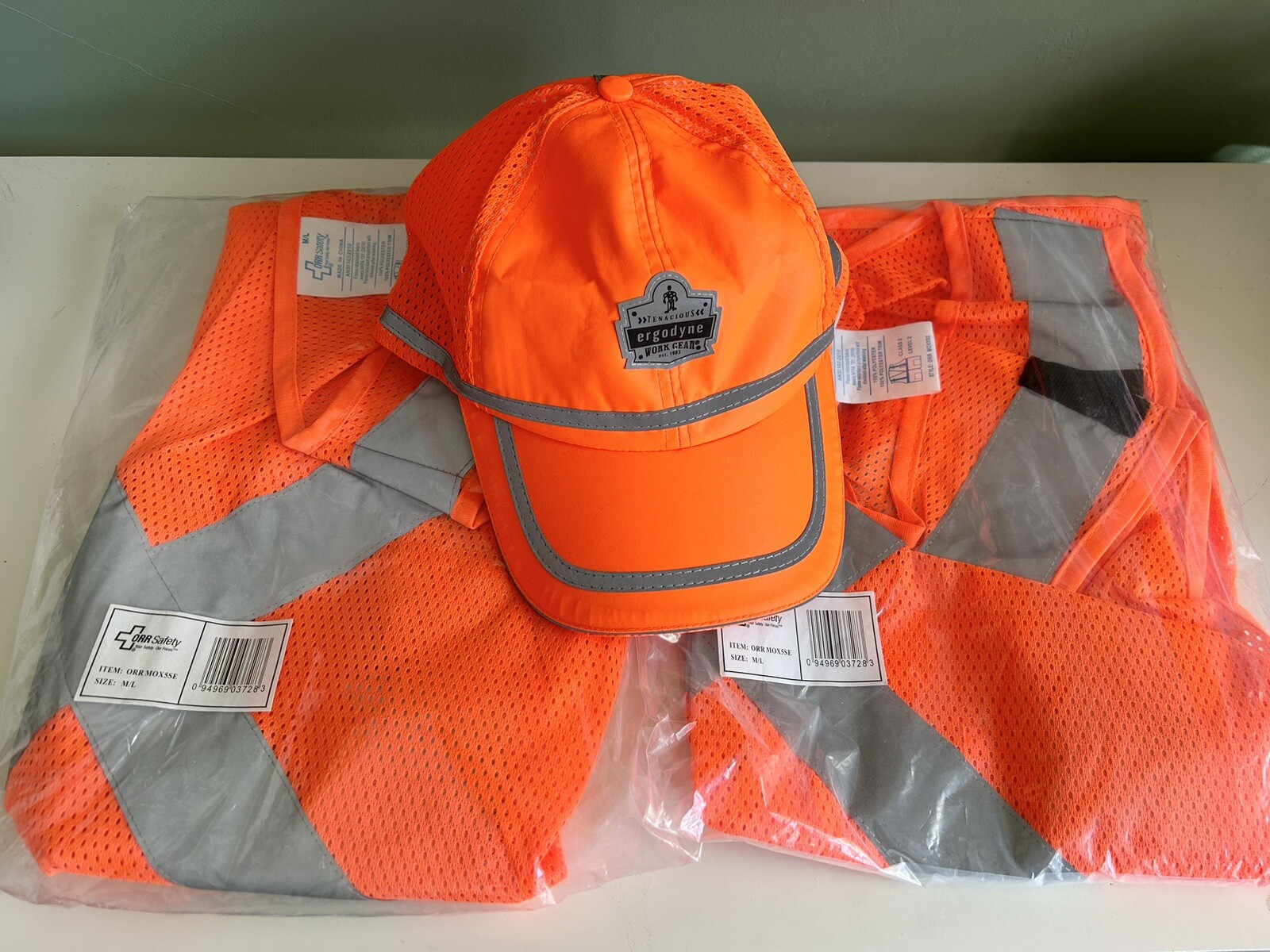 NEW Orange Safety Vests & Baseball Cap Hat – Orr Safety – Medium Large M/L