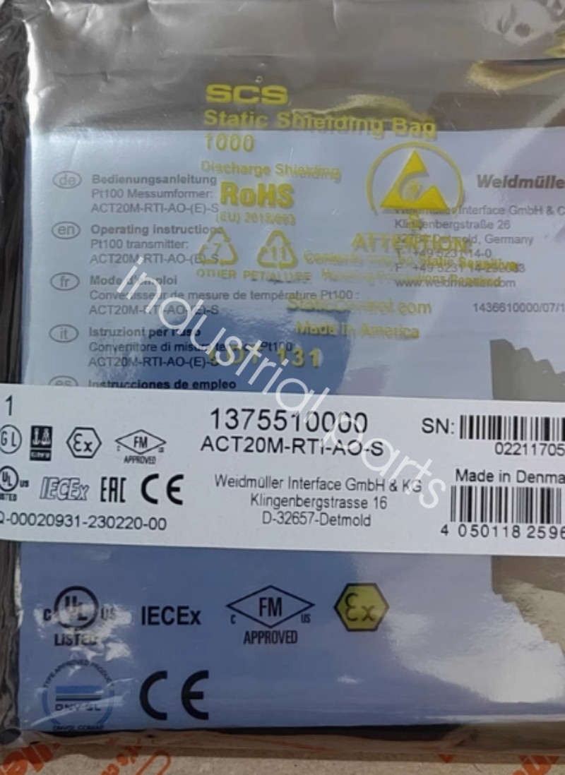 1PCS Weidmuller Isolator 1375510000 ACT20M-RTI-AO-S Brand new Fedex or DHL