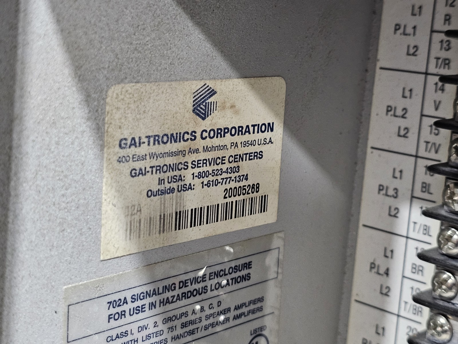 GAI TRONICS HUBBELL 701-302 HANDSET SPEAKER AMPLIFIER PAGE PARTY TELEPHONE