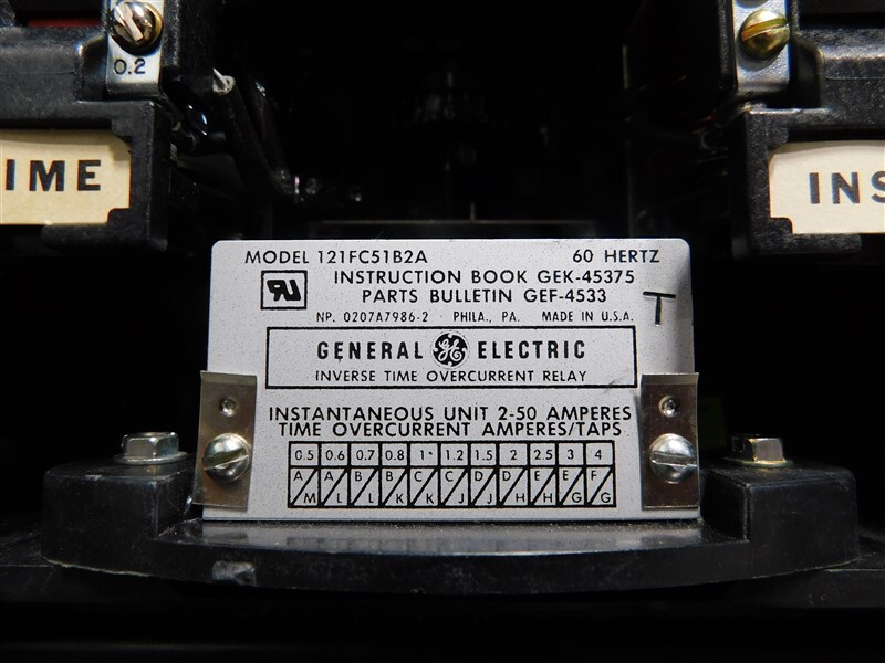 USED General Electric 121FC51B2A Inverse Time Overcurrent Relay 60Hz