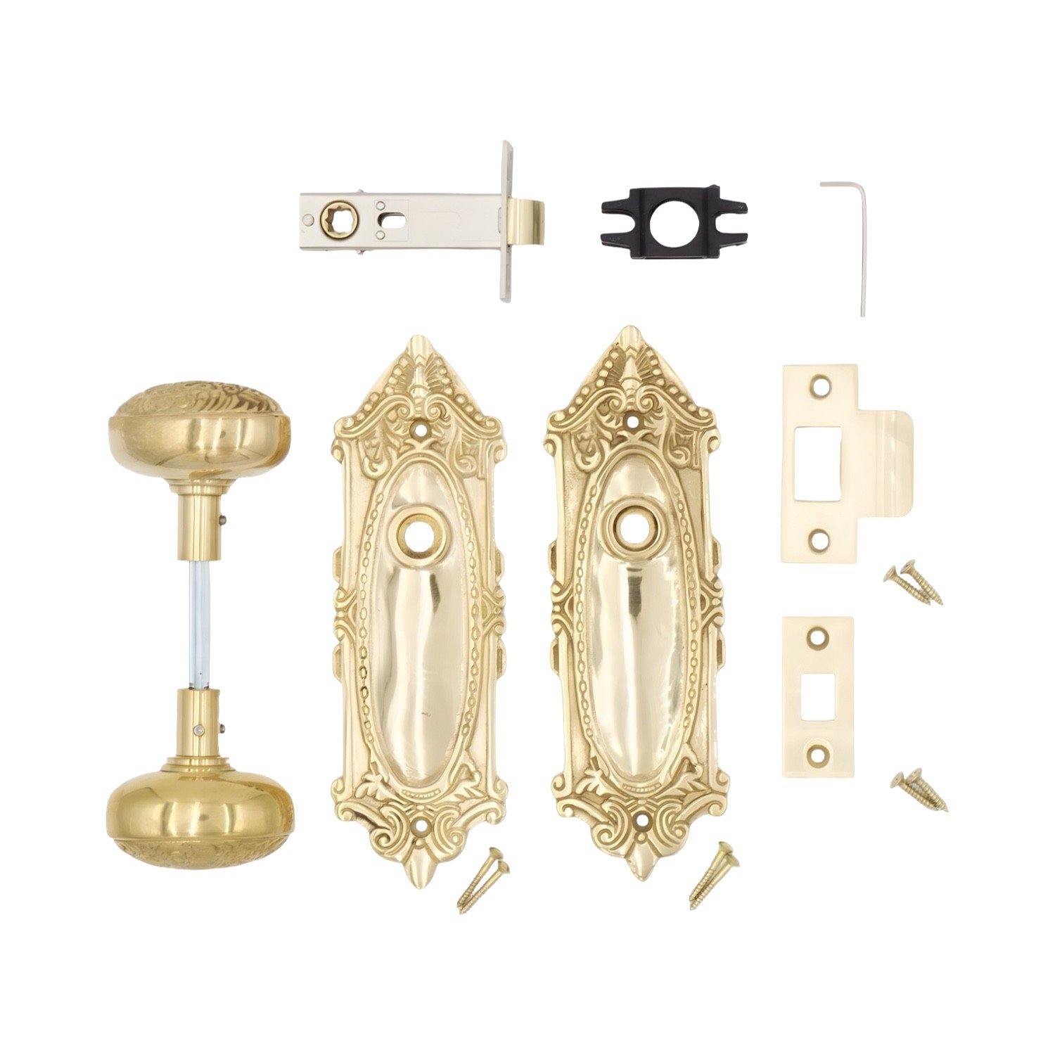 The Milford Passage Set in Polished Brass – 5 Door Knob Choices