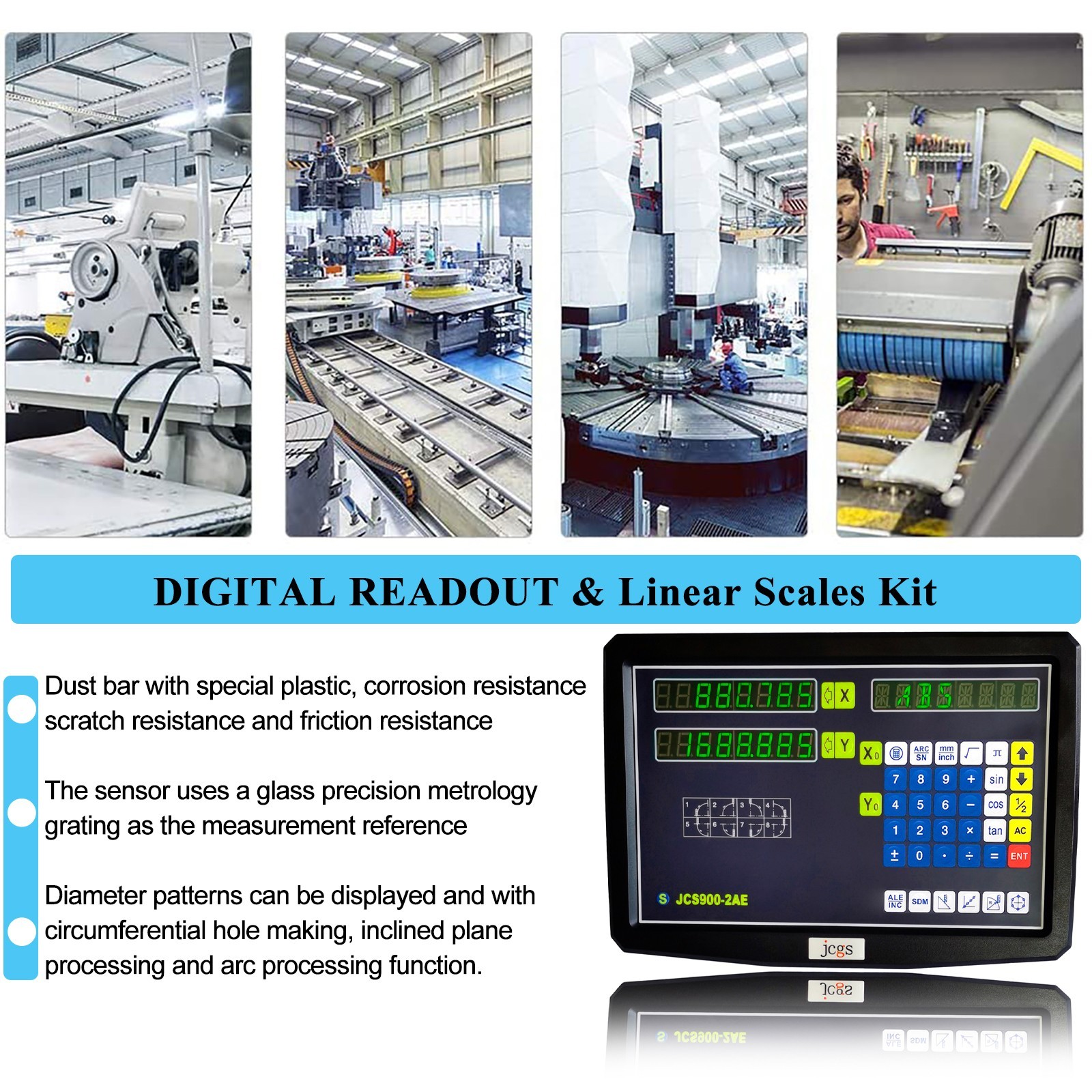 Digital Readout 12″ & 36″ Linear Scale w/ DRO 2 Axis Kit for Bridgeport Mill