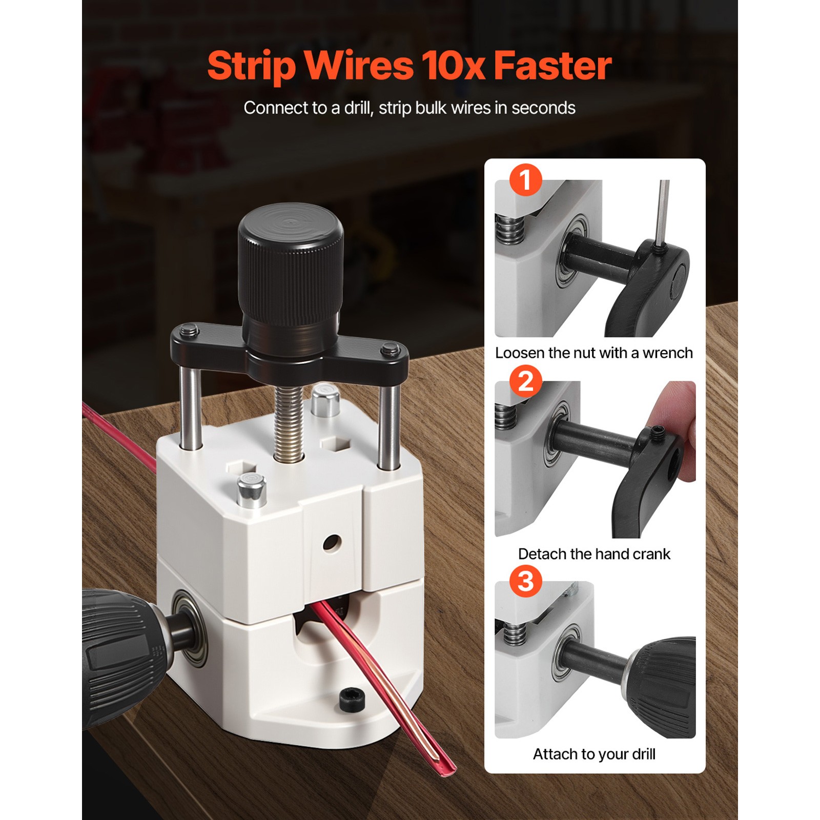Manual Wire Stripper Stripping Machine 0.06-1 in Hand or Drill Powered Portable