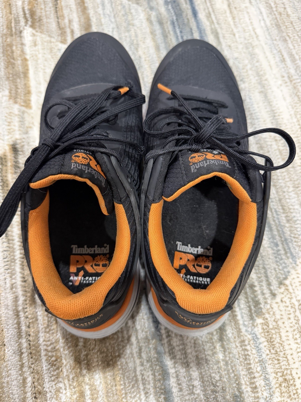 Timberland PRO Anti-Fatigue Technology Work Shoes Black/Orange Lace-Up Low Top