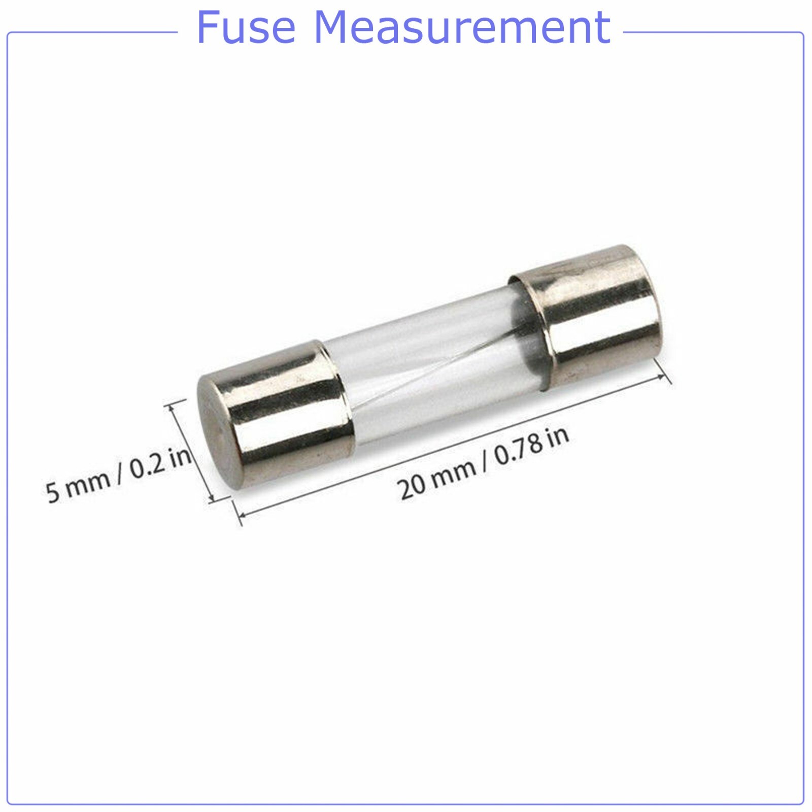 100Pcs 5x20mm Quick Blow Glass Tube Fuse Assorted Kits Fast Action Glass Fuses