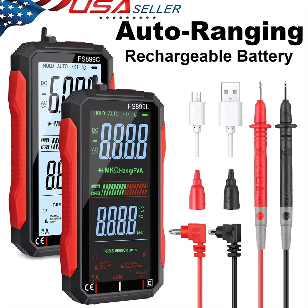 FS899L Digital Multimeter with Color Screen & Storage Case, USB Rechargeable HOT