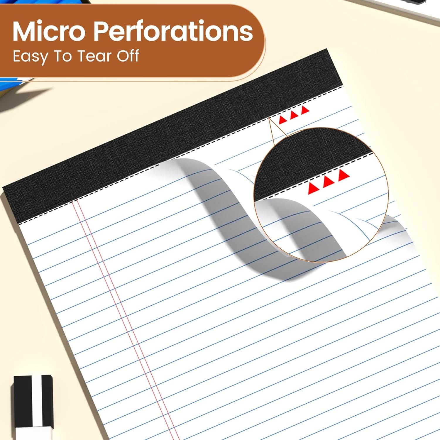 Legal Pads 8.5 X11, Narrow Ruled Notepads, 6 Pack, 50 Sheet/Pad, White Legal