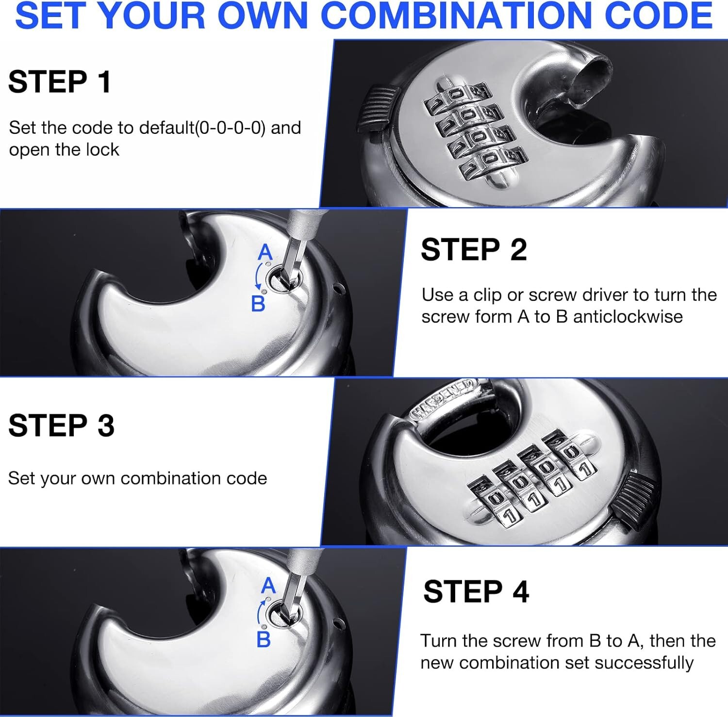 10 Packs 4 Digit Combination Locks Stainless Steel Disc Lock Combo Padlock