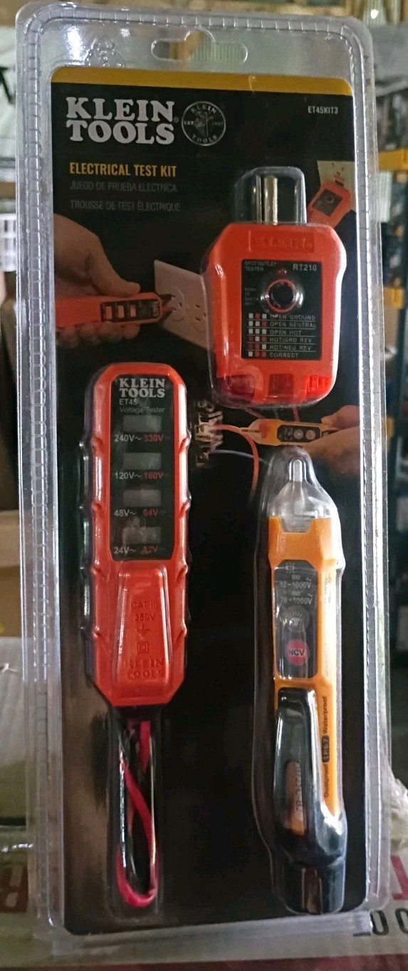 Klein Tools ET45KIT3 3 Piece AC/DC Voltage Outlet Tester Electrical Test Kit
