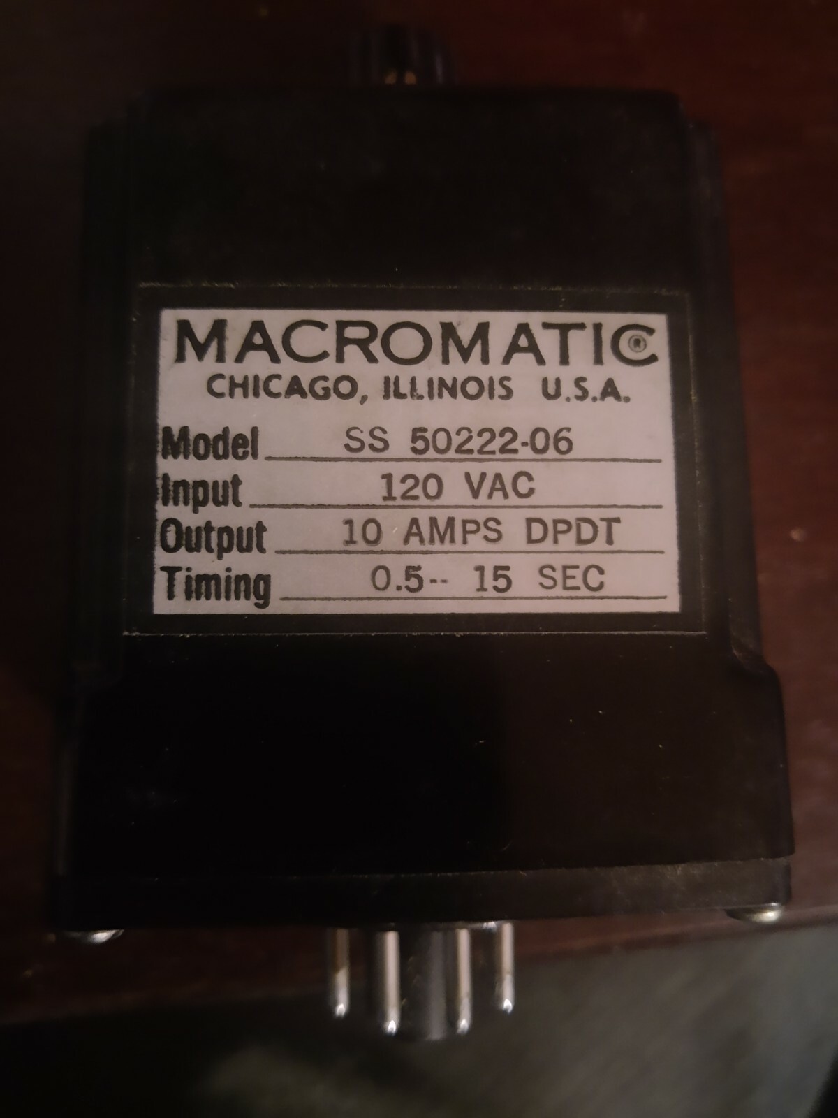 Macromatic SS Timer .5-15 Seconds Off Delay SS-50222-06
