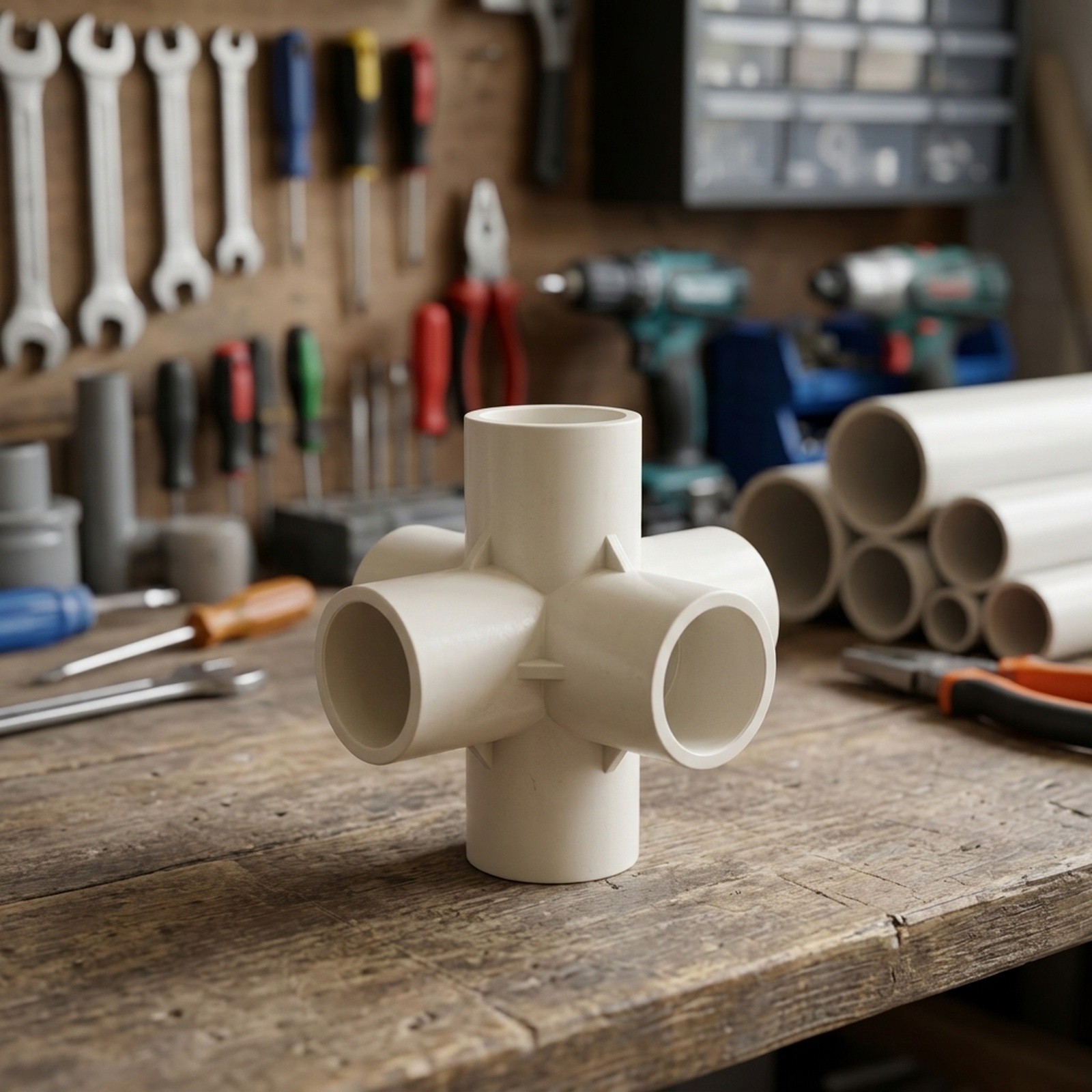 Furniture Grade Four Way PVC Pipe Fittings for For water Pipe DIY Projects