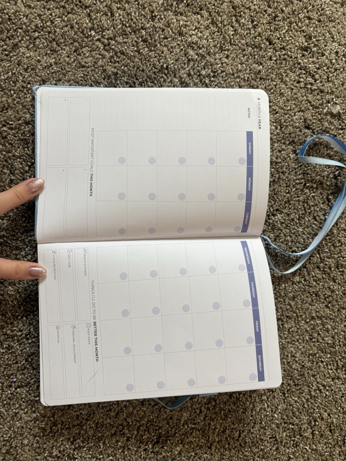 Clever Fox Planner Premium Edition Weekly Monthly 8.5” X 5.75” Undated Blue