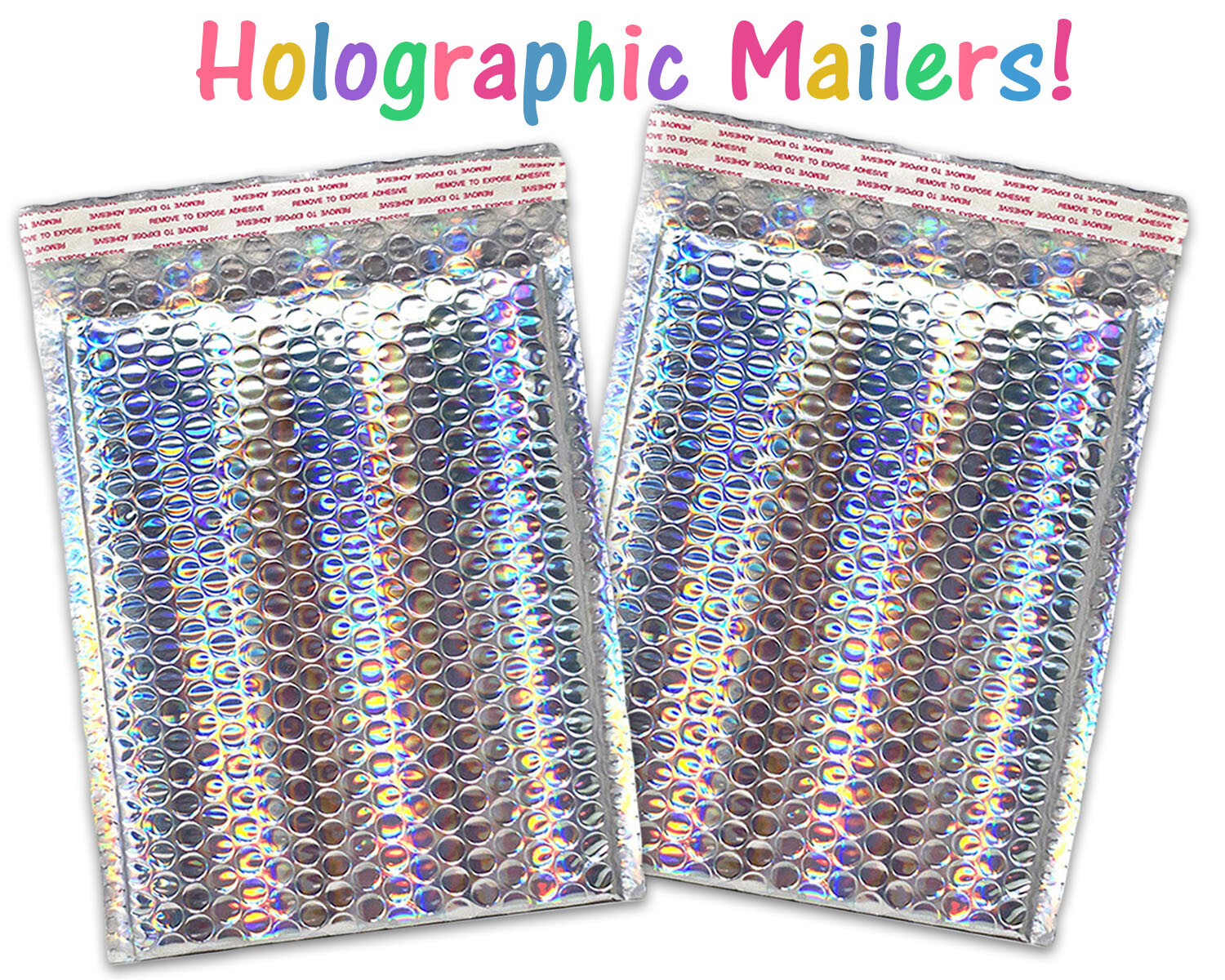 Nude Pink & Holographic Bubble Mailer 9.5×13 Metallic Foil Padded Envelopes Pack