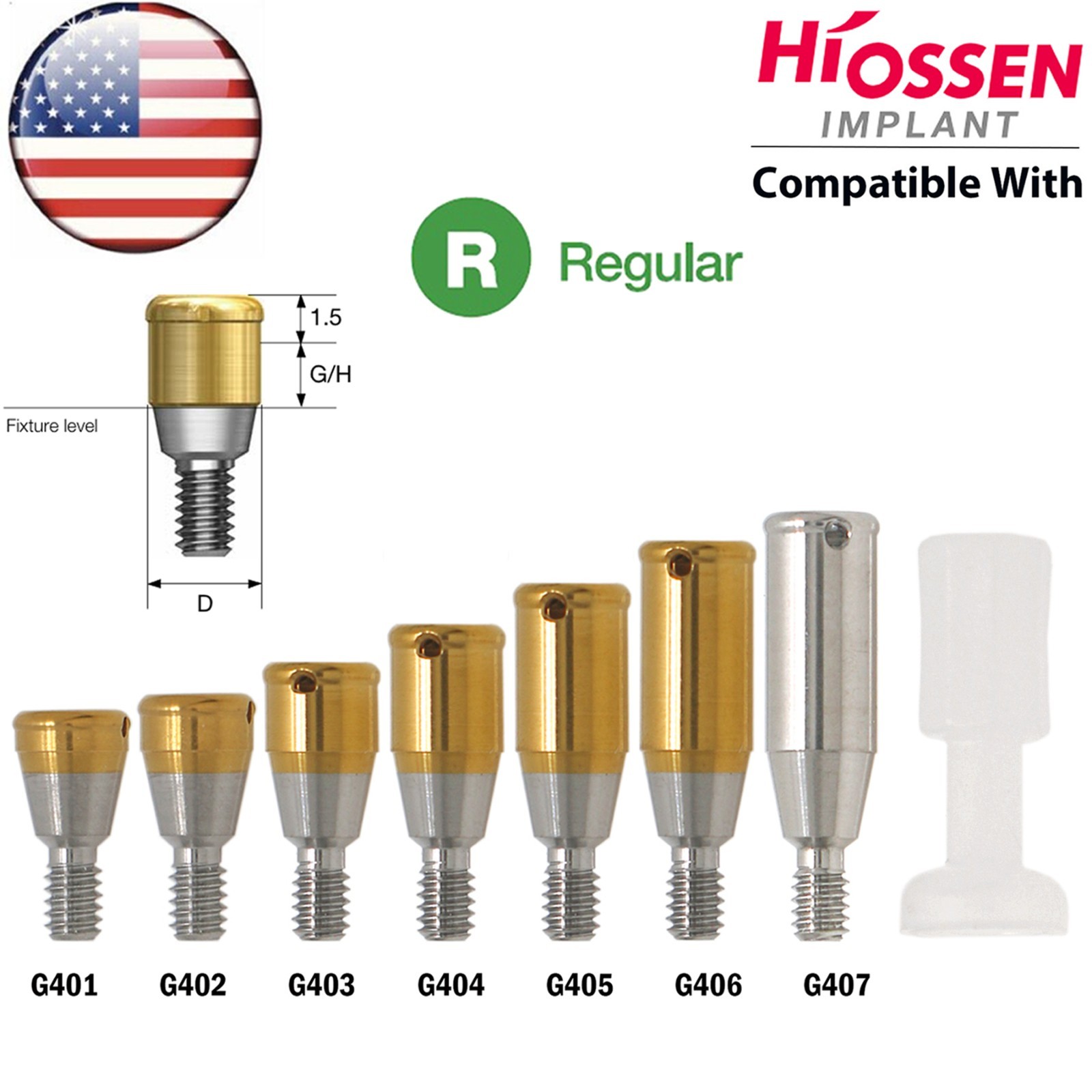 US Dental Locator Tapered Abutment For Hiossen/Zimmer/Nobel Biocare/Mis/Adin