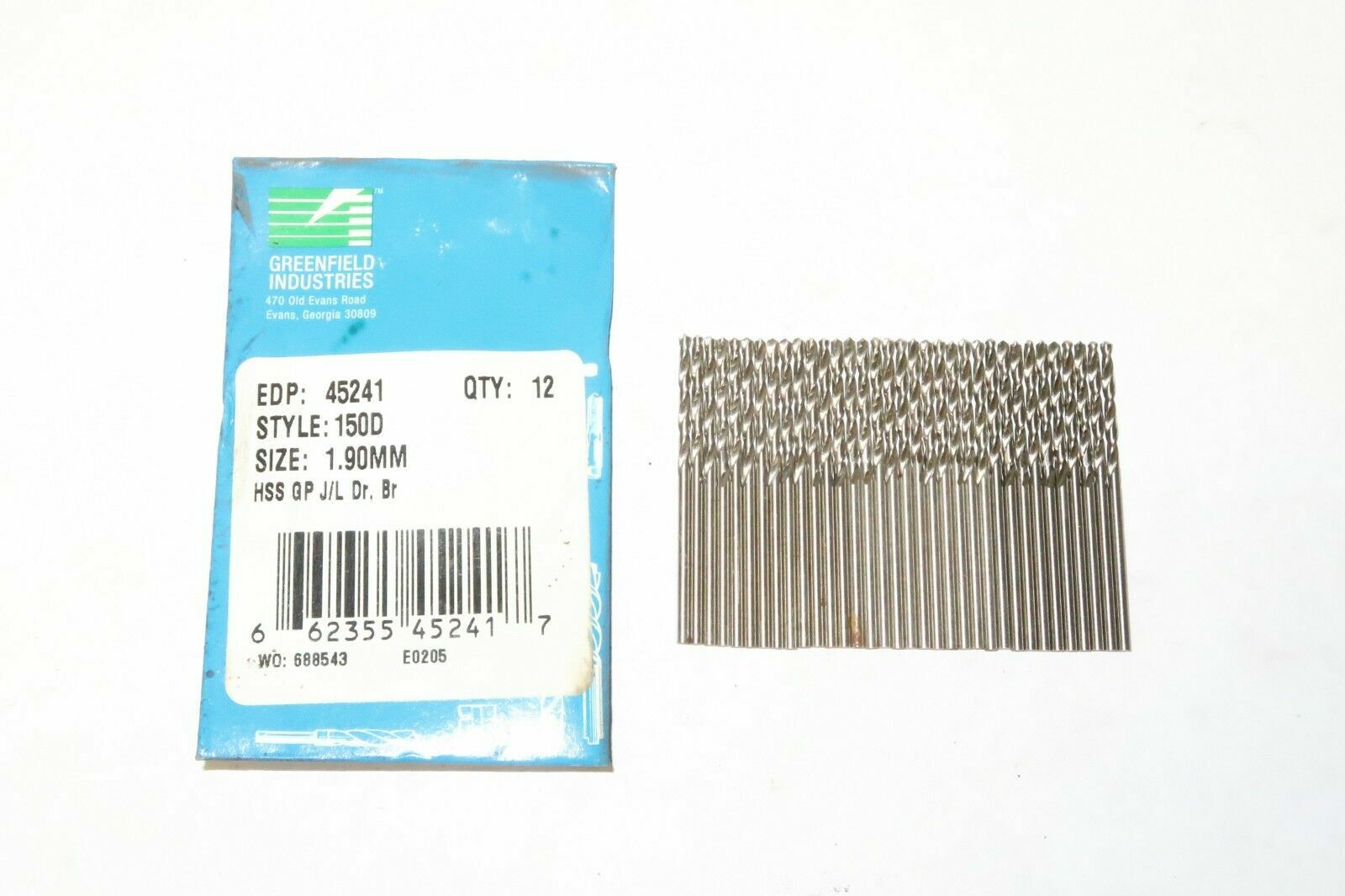 12 pcs GREENFIELD 1.90mm Jobber Length Drills 150D Bright Finish 45241 USA
