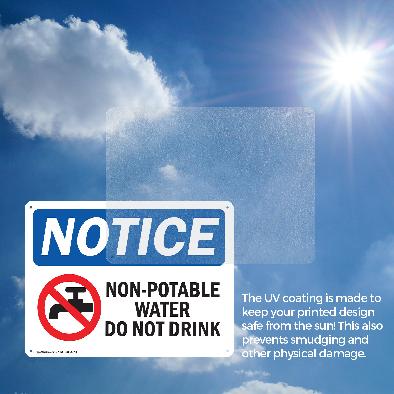 (2 Pack) Non-Potable Water Do Not Drink OSHA Notice Sign Decal Metal Plastic