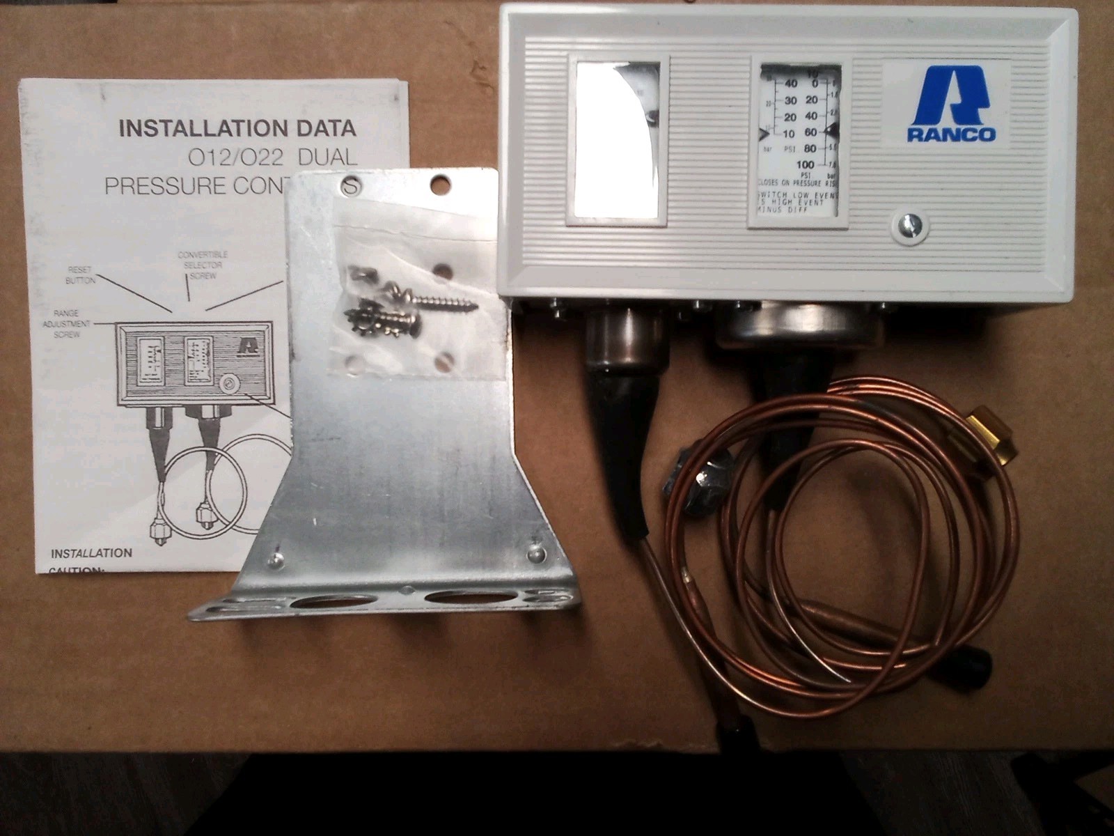 Ranco Dual Pressure Control W/Capillary & Flare Nut 012-1549