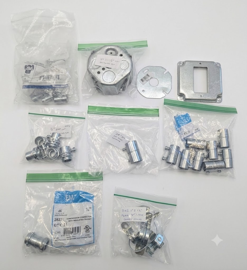 EMT Conduit & Junction Box Hardware Lot 29 PCs in all Open Box Unused Ships Fast