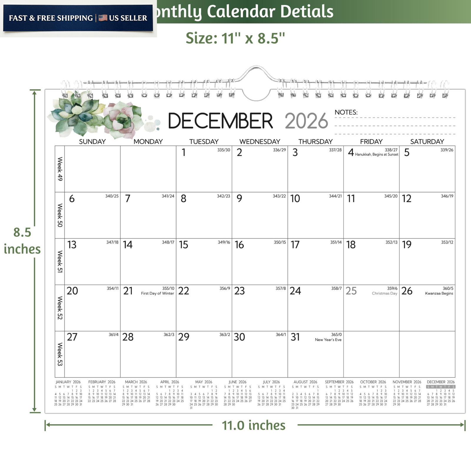 Wall Calendar 2026-2027 – Run Now to Jun 2027, 18 Monthly Calendar…