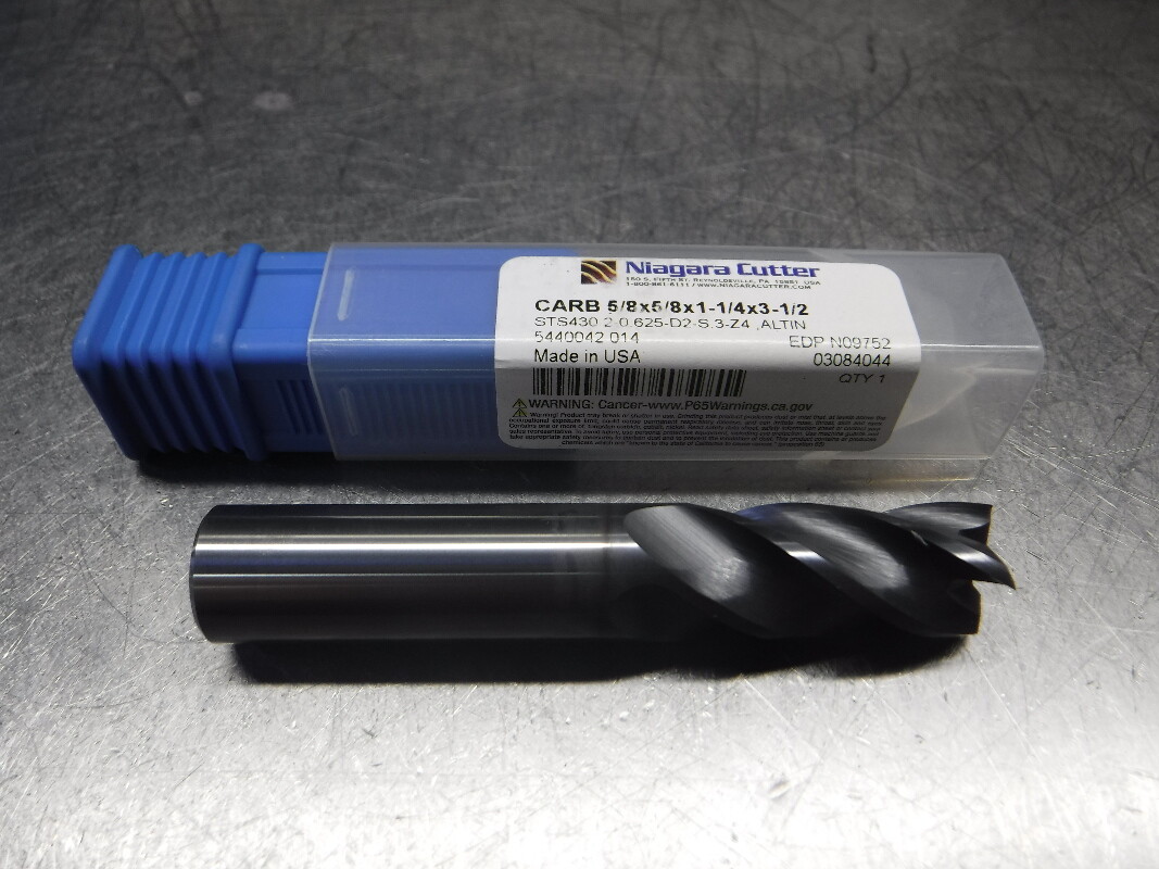 Niagara Cutter 5/8″ 4 Flute Carbide Endmill 5/8×5/8×1-1/4×3-1/2 (LOC2069B)