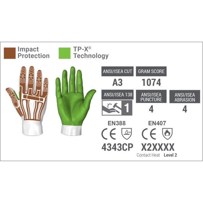 1 PAIR HEX ARMOR IMPACT RIG LIZARD CUT LEV 3 SIZE 11/XXL SAFETY GLOVES OIL RIG