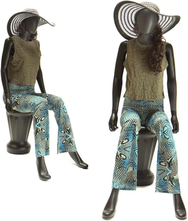 Spray painted sitting black female fullbody mannequin manikin with pedestal