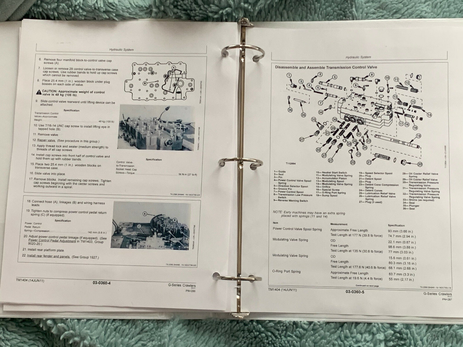 Deere JD 655 755 855 955 756 856 tractor service repair manual binder 1360