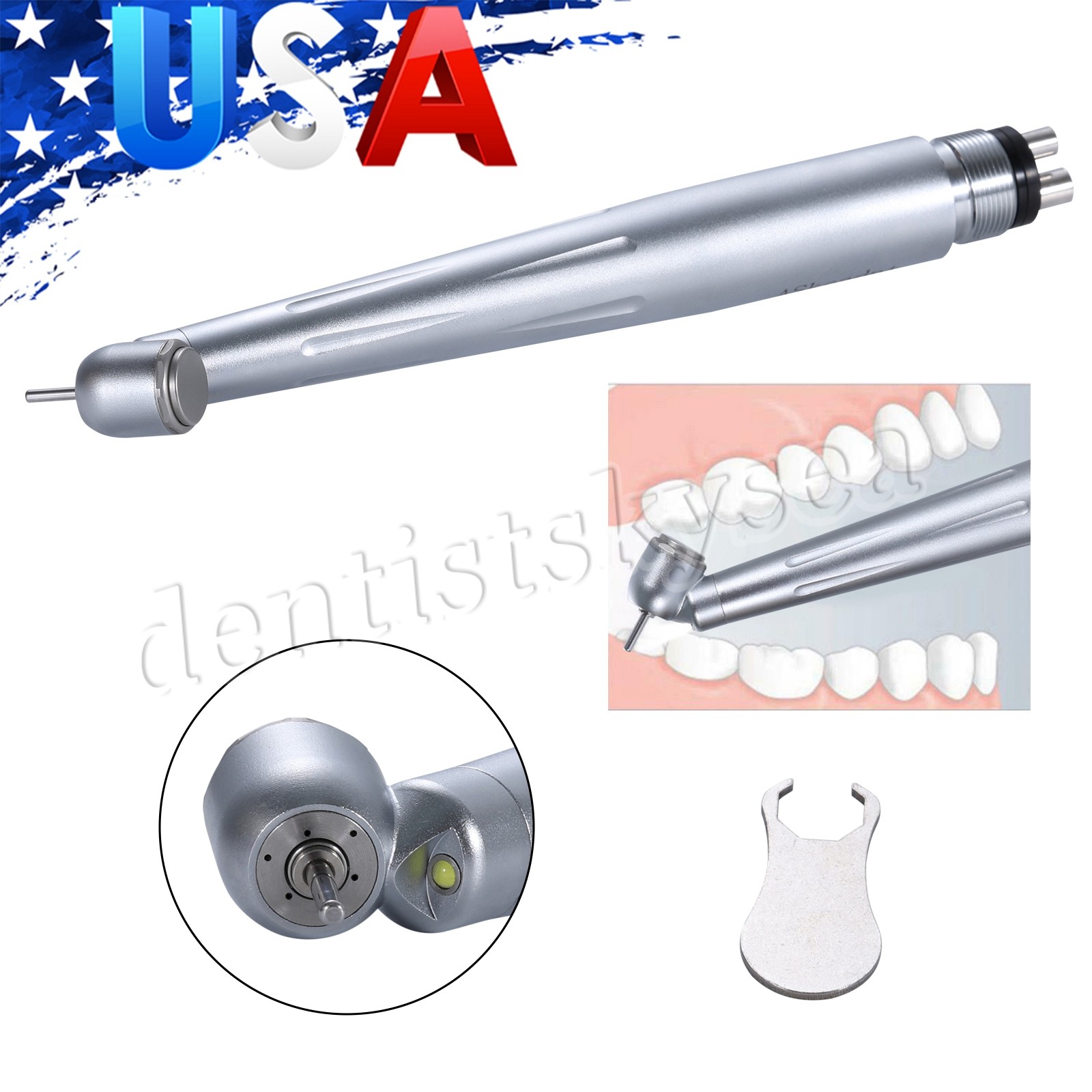 Dental 45 Degree LED/NO-LED High Speed Handpiece Ceramic Bearing 3Spray 4Holes