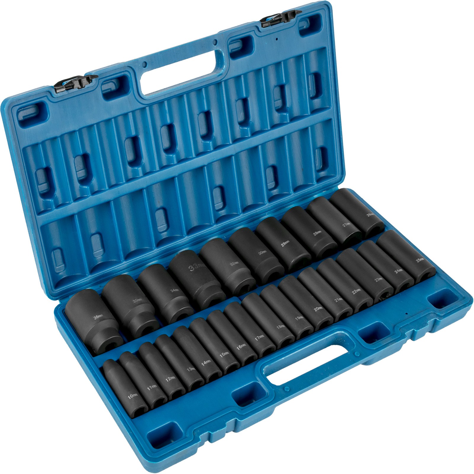 VEVOR 26-Pc 1/2 in Deep Impact Socket Set SAE 6-Point CR-V Case