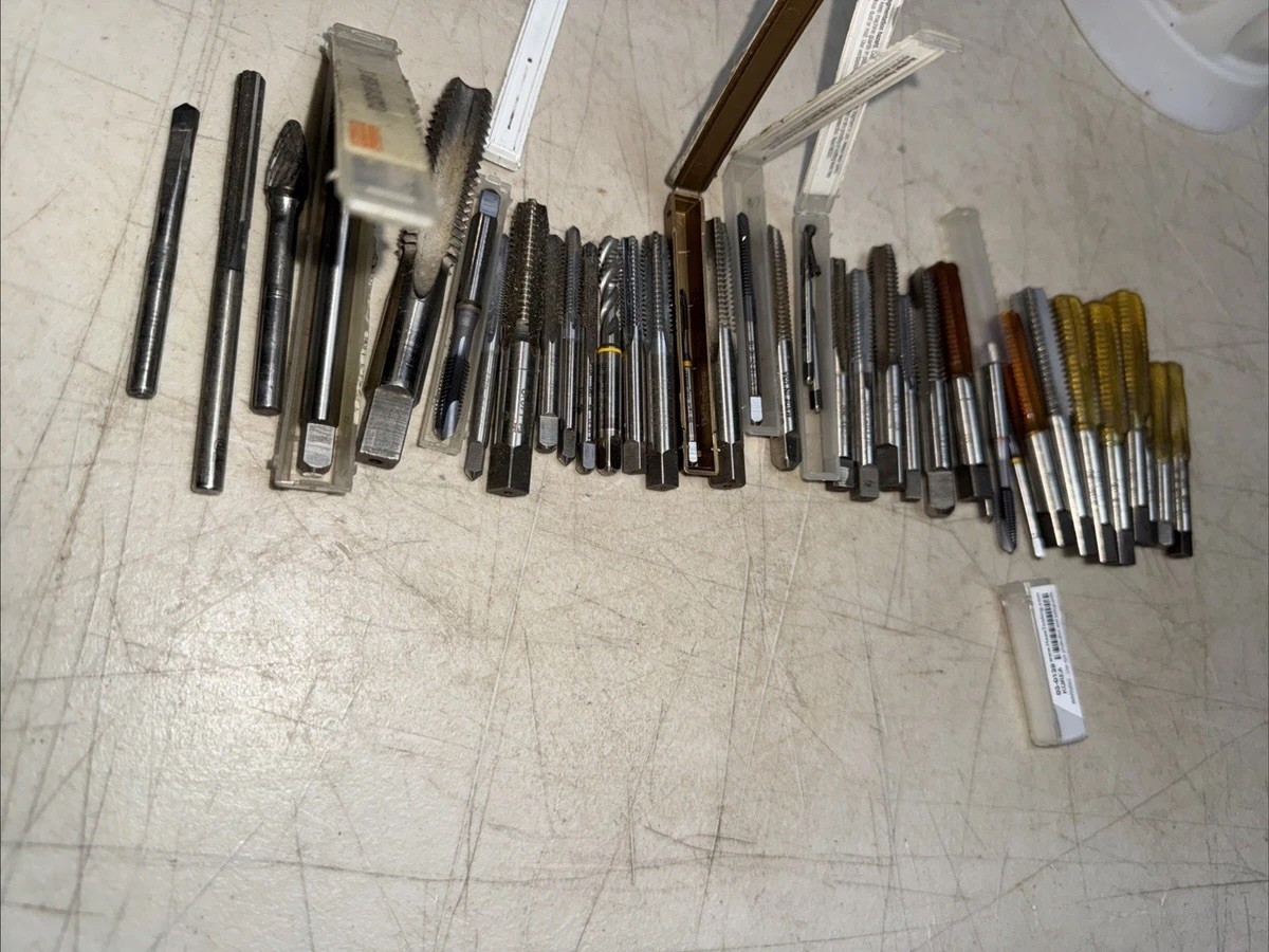 Lot of 36 New/Used Straight/Spiral Flute Plug Taps Various Sizes Machinists Tool