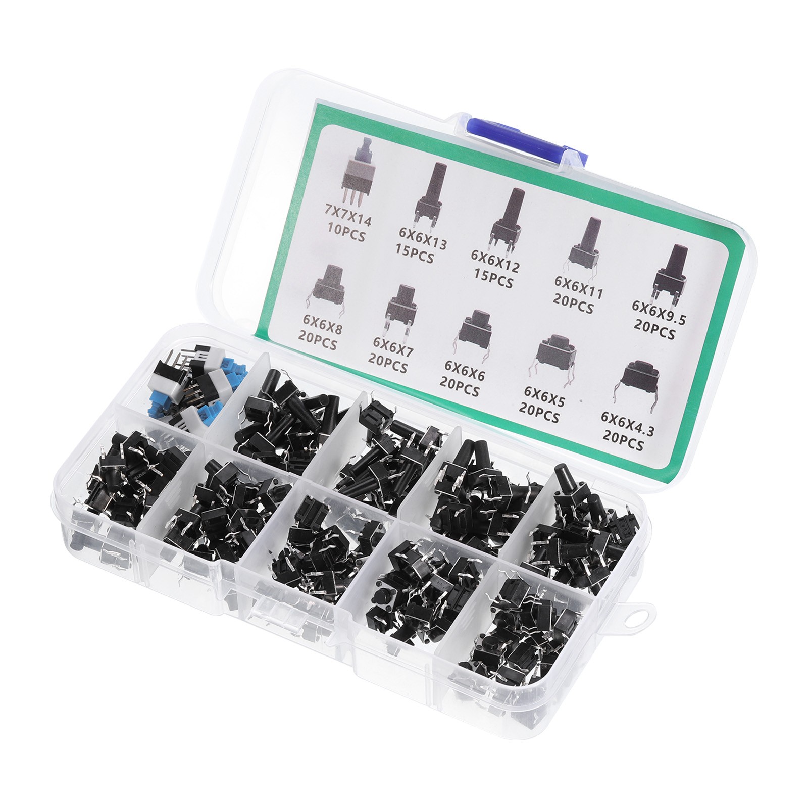 180Pcs Micro Momentary Tact Switch Kit Tactile Push Button Switch 10 Types