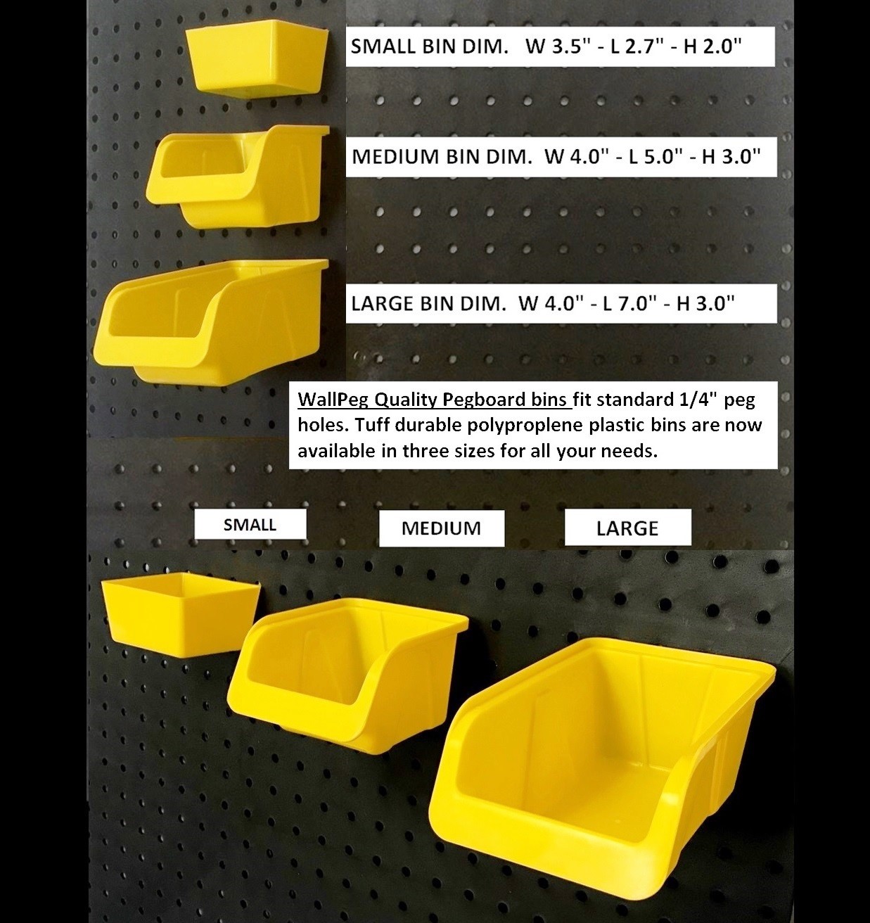 WallPeg 56 Pegboard Kit Storage Part Bins and Flex-Lock Peg Hooks for 1/4″ holes