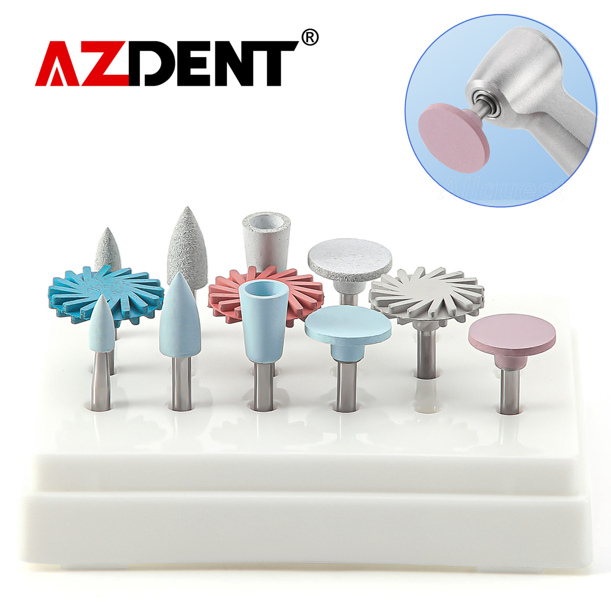 AZDENT Dental Composite Polishing Wheel Discs Burs Kit RA 2.35mm 12pcs/pack