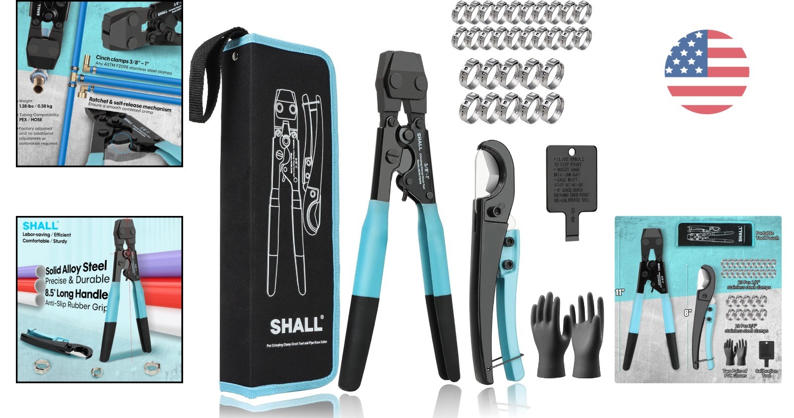 Complete PEX Crimping Tool Kit with Pipe Cutter & Clamps – ASTM F2098 Certified
