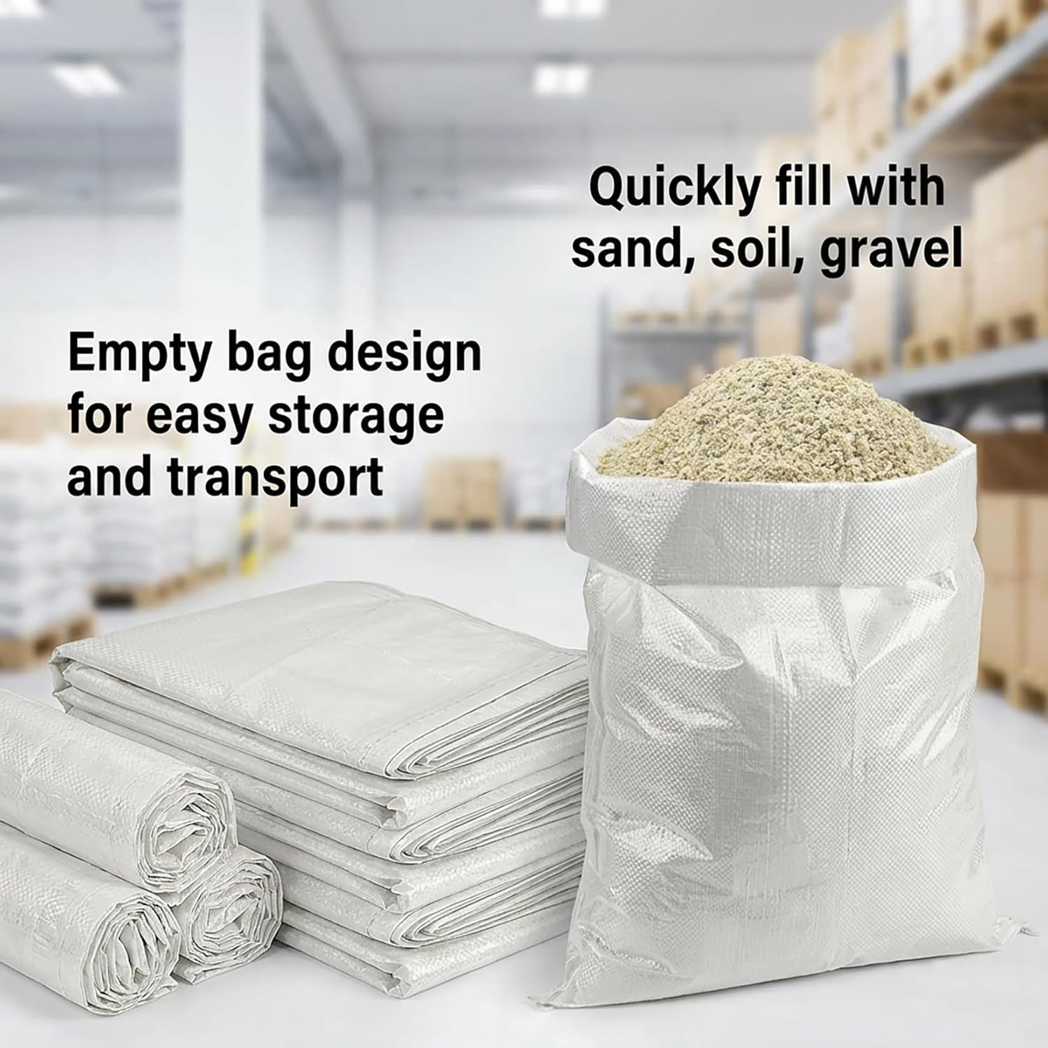 Heavy Duty Woven Sandbags 8PCS – Reusable Flood, Construction & Storage Bags