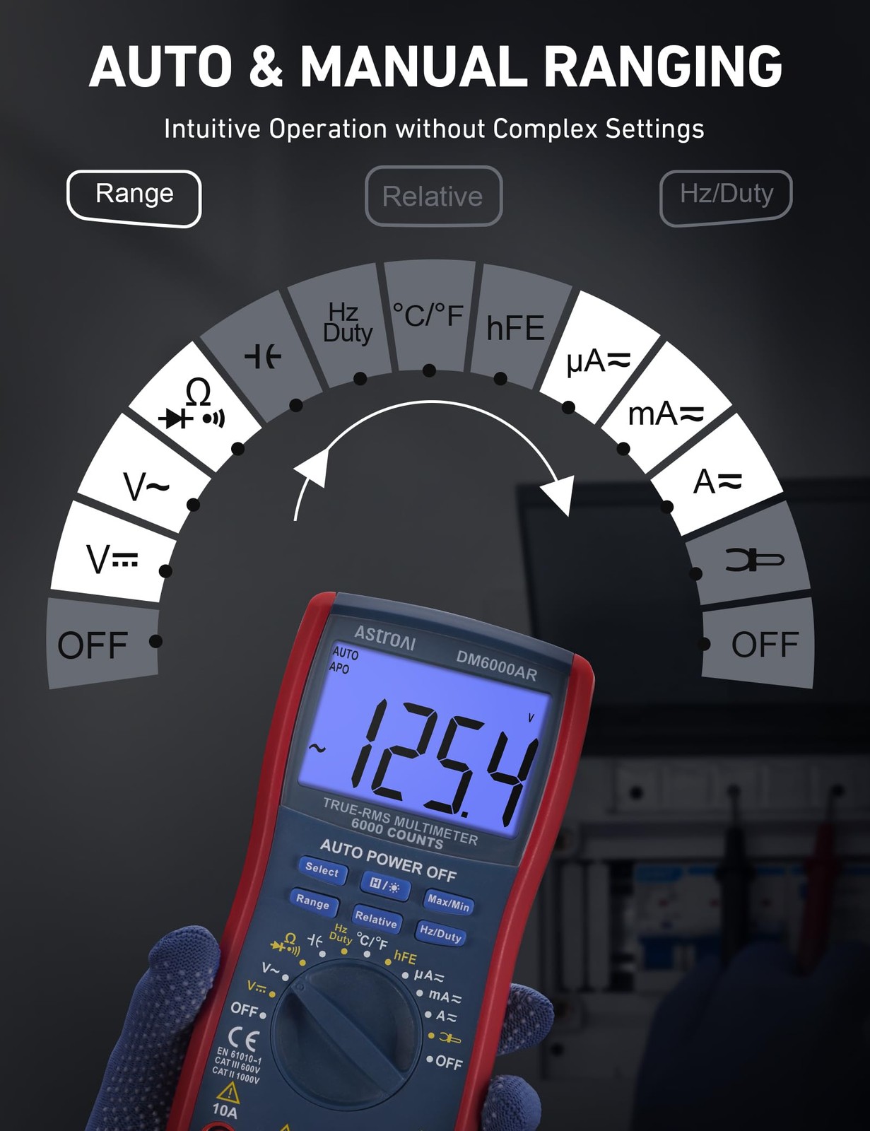AstroAI Digital Multimeter and Analyzer TRMS 6000 Counts Volt Meter Ohmmeter Au
