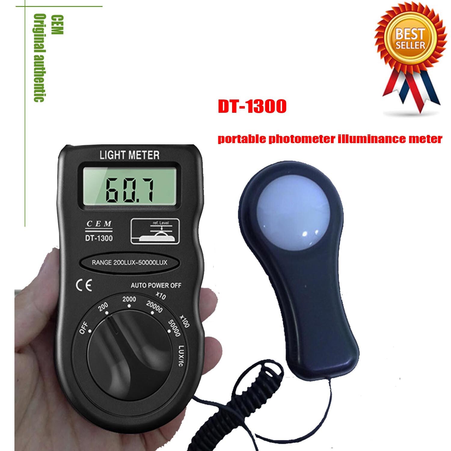 CEM DT-1300 Pocket Light Meter Environment Test Meter Lux Meter 50,000LUX/FC ✦KD