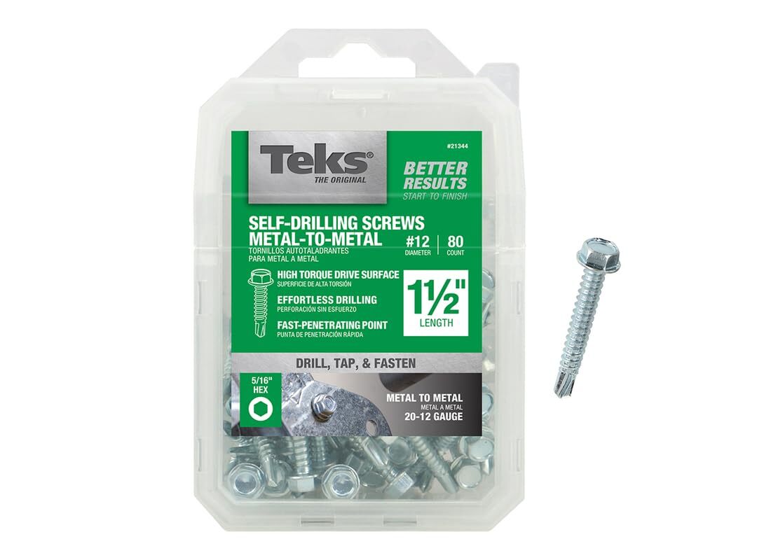 ITW Brands 21344 Series 80PK#12×1-1/2 Hex Screw, 12″ x 1-1/2″, Zinc Plated