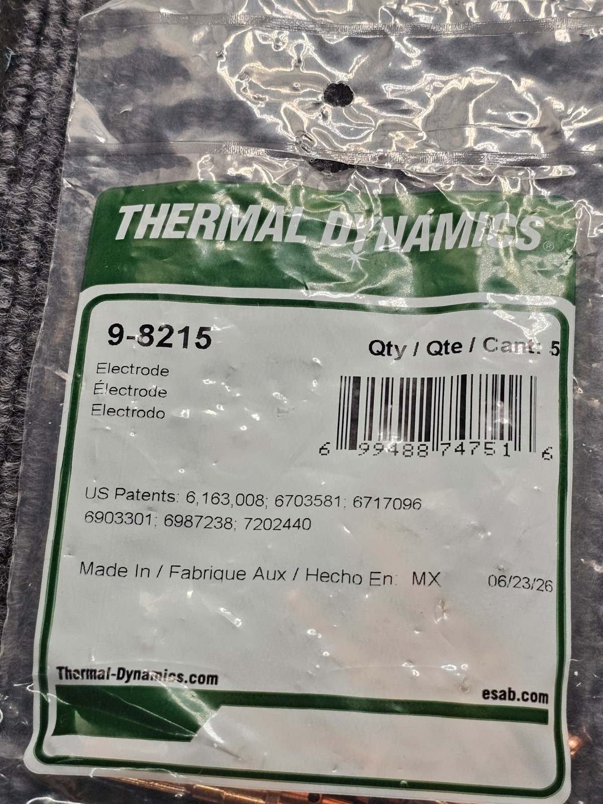 (5 PCS) Thermal Dynamics 9-8215: Plasma Cutter Electrode Replacement