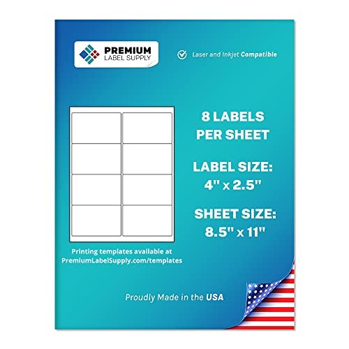 Premium Label Supply White Sticker Shipping/Mailing Labels – 4″ x 2.5″ – Laser/I
