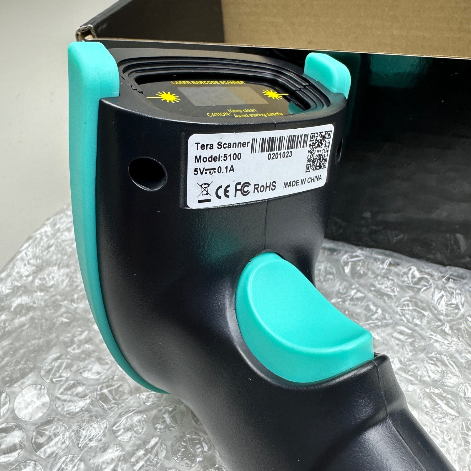 Tera Barcode Scanner Wireless 1D Laser Cordless Barcode Reader USB 5100 Teal